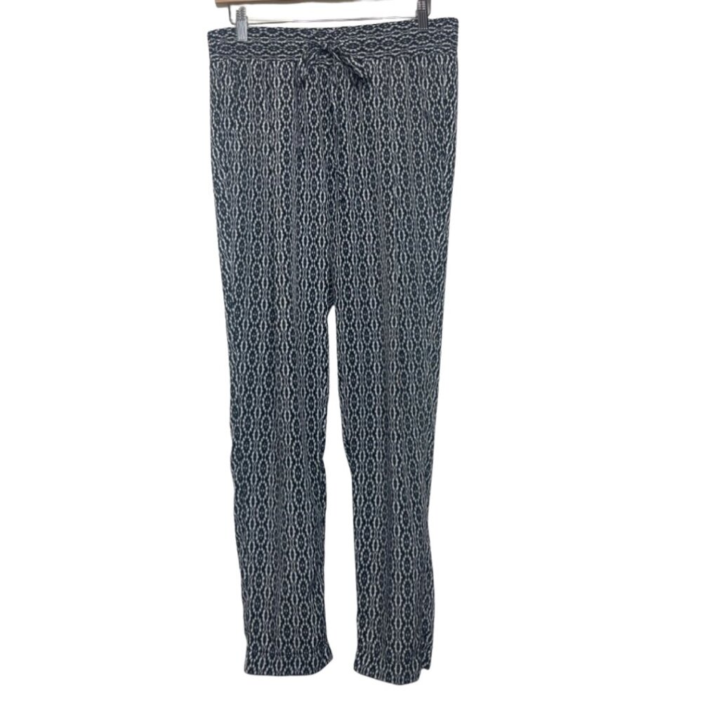 TRUCCO | Women's Blue and White Geometric Print Loose Fit Casual Pants | Size L
